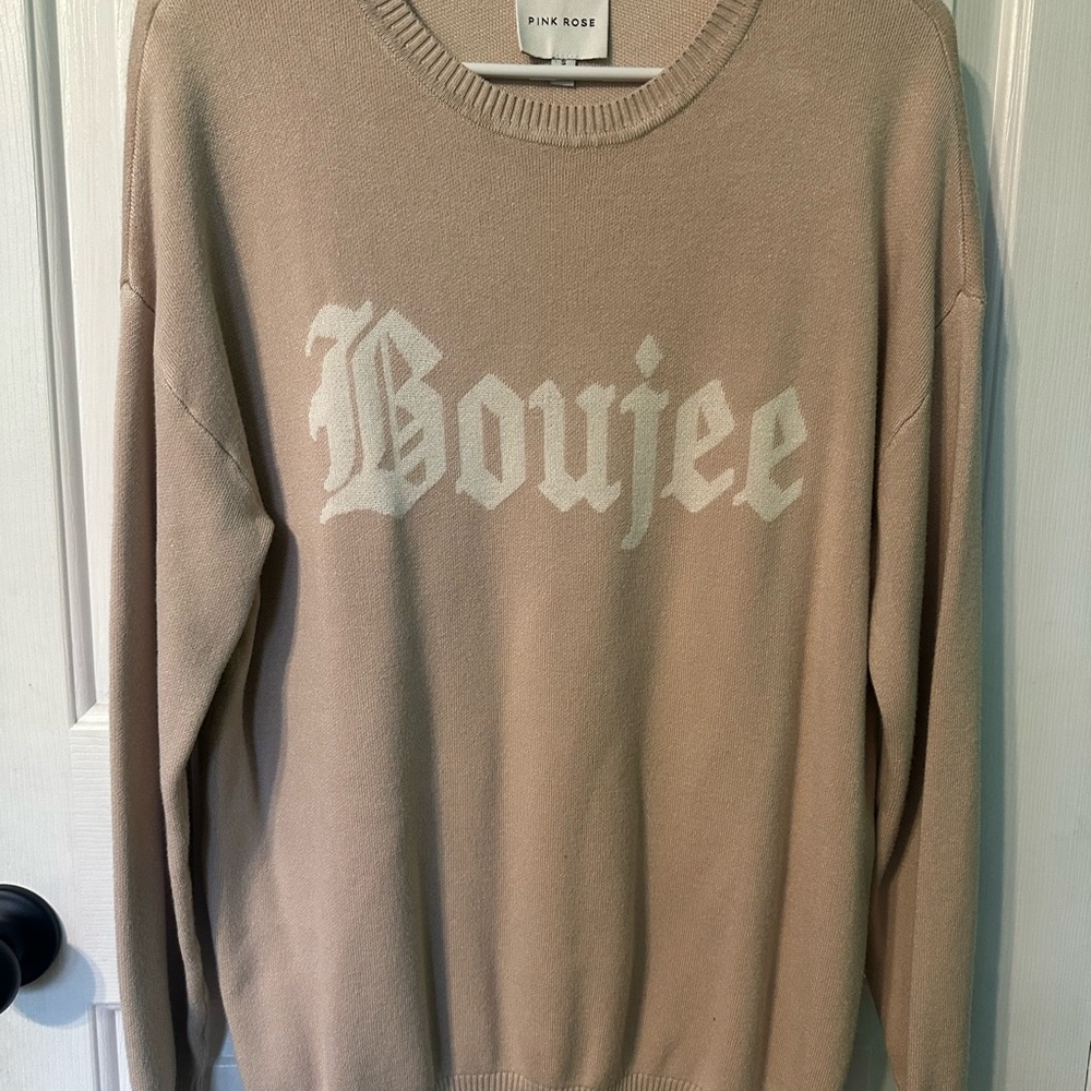 Pink Rose beige crewneck Sweater womens‎ size small